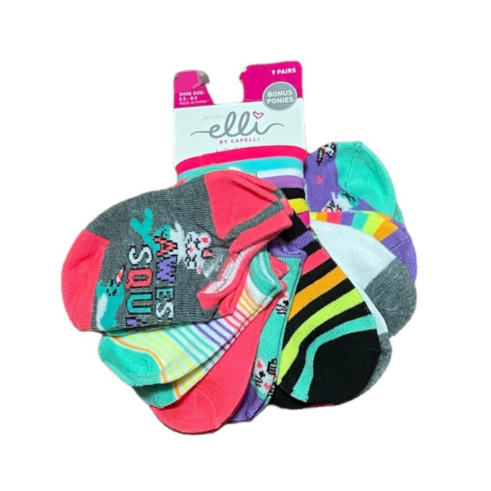 Elli by Capelli - 9-pack No-Show Socks with Hair Accessories